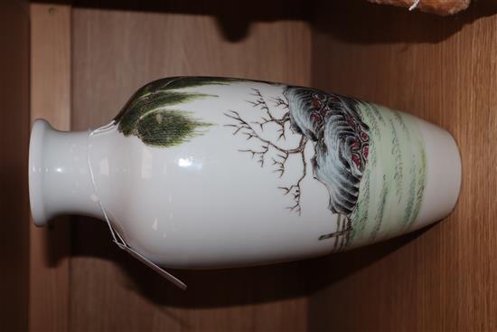 A Chinese Republic period famille rose vase, drilled height 28cm